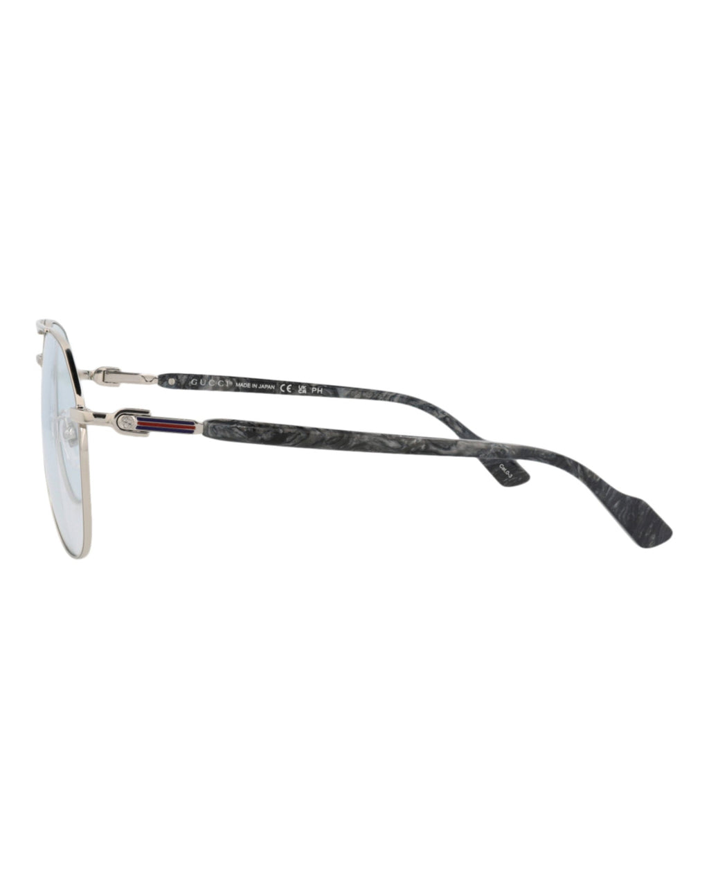 Gucci Mens Aviator Silver Silver Transparent Fashion Designer Eyewear