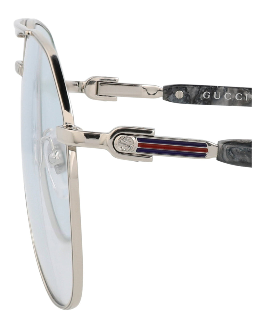 Gucci Mens Aviator Silver Silver Transparent Fashion Designer Eyewear