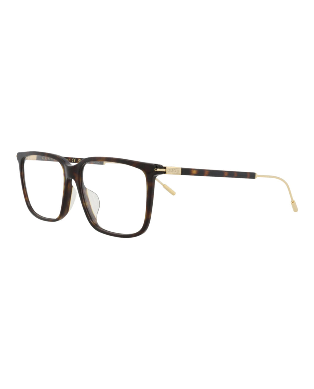 Gucci Mens Square/Rectangle Havana Gold Transparent Fashion Designer Eyewear