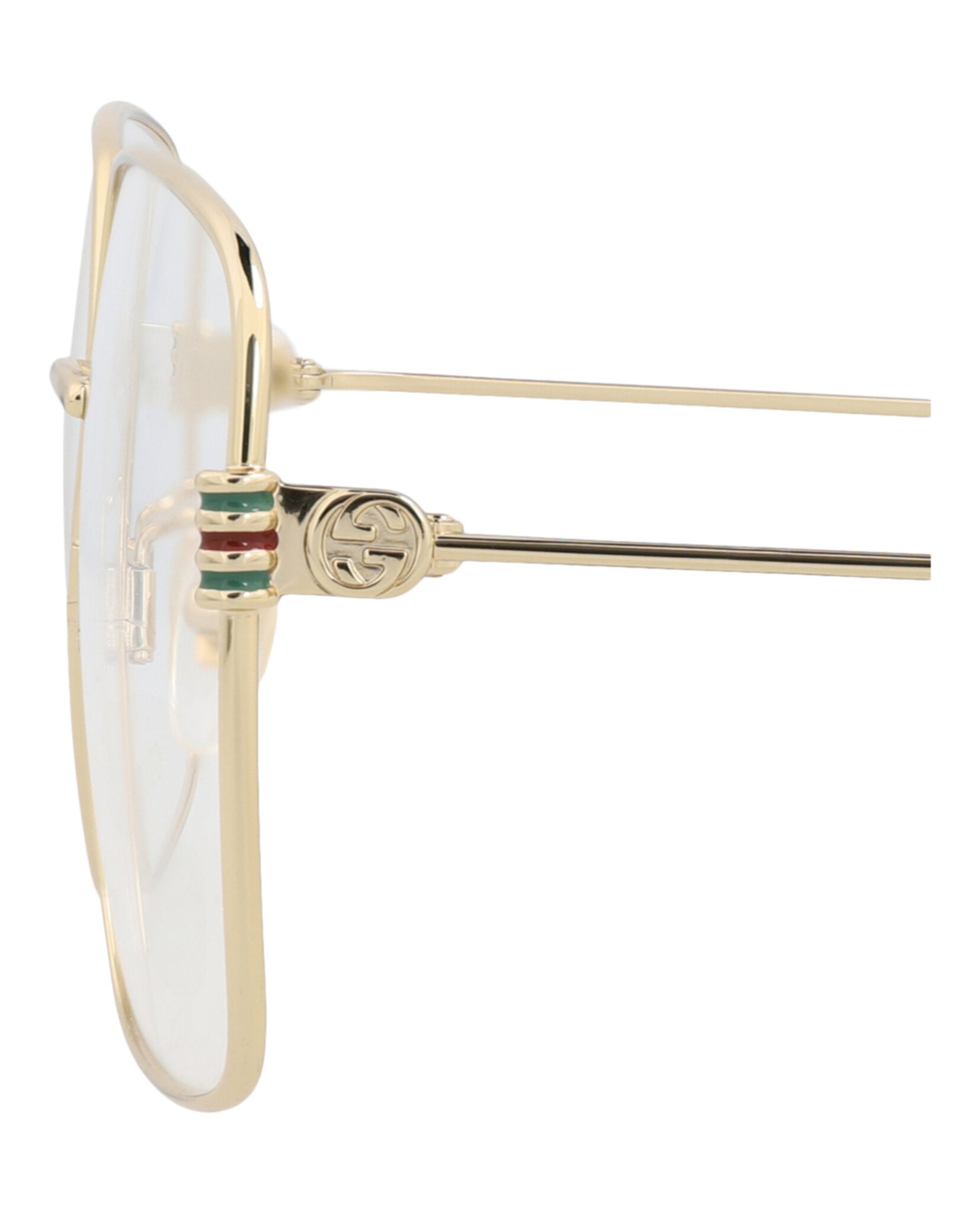 Gucci Womens Square/Rectangle Gold Gold Transparent Fashion Designer Eyewear