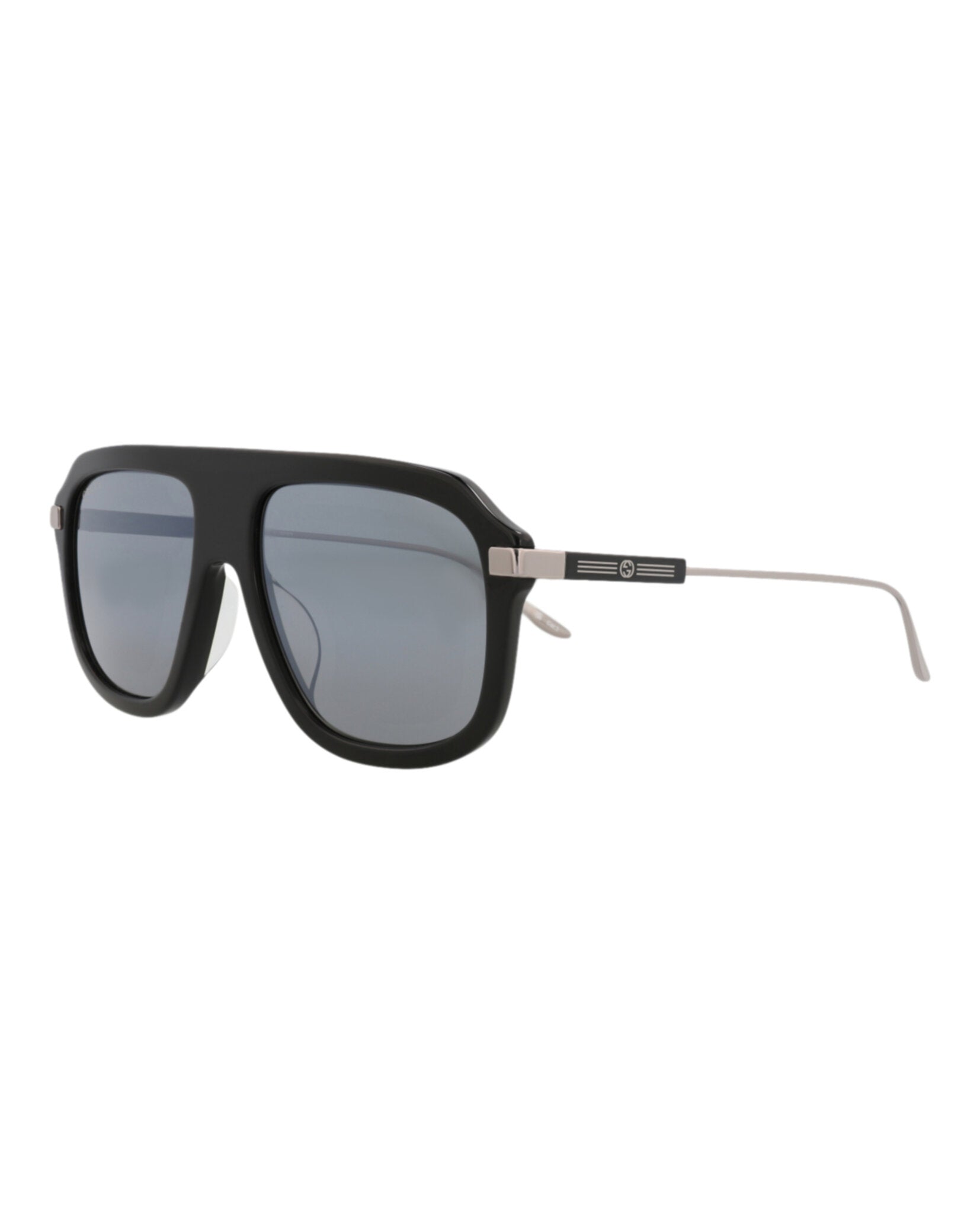 Gucci Mens Aviator Black Ruthenium Silver Fashion Designer Eyewear