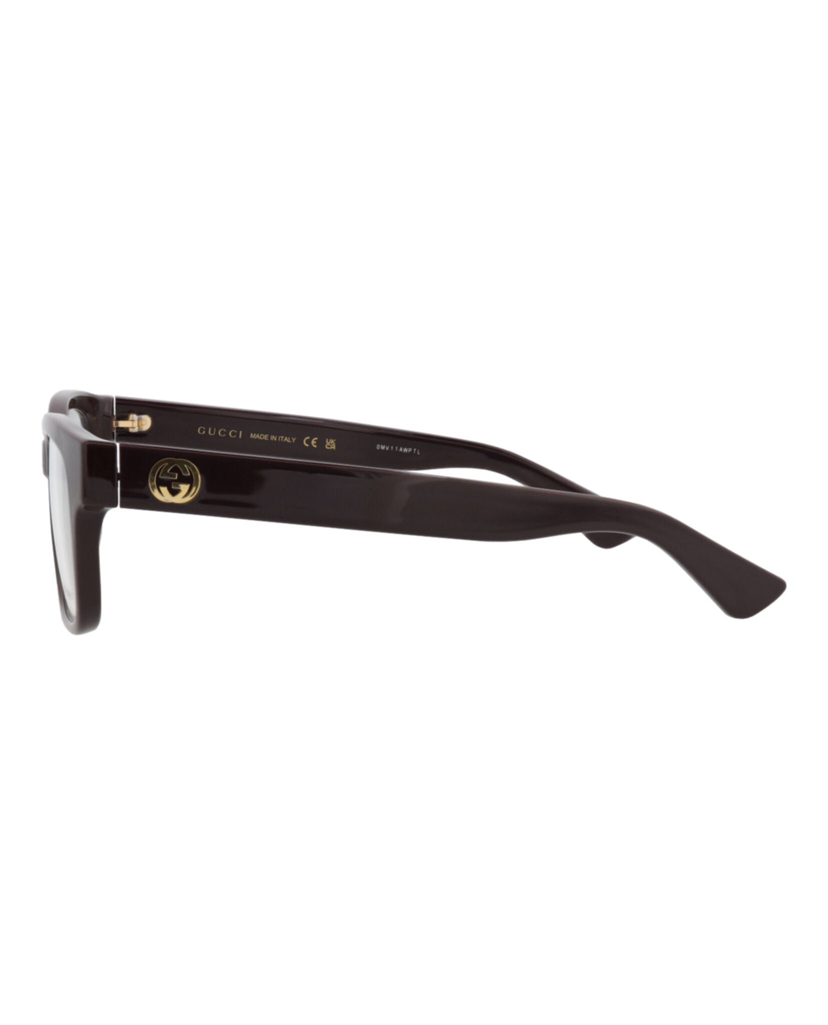Gucci Womens Square/Rectangle Burgundy Burgundy Transparent Fashion Designer Eyewear
