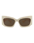 Gucci Womens Shield/Wrap Ivory Ivory Brown Fashion Designer Eyewear
