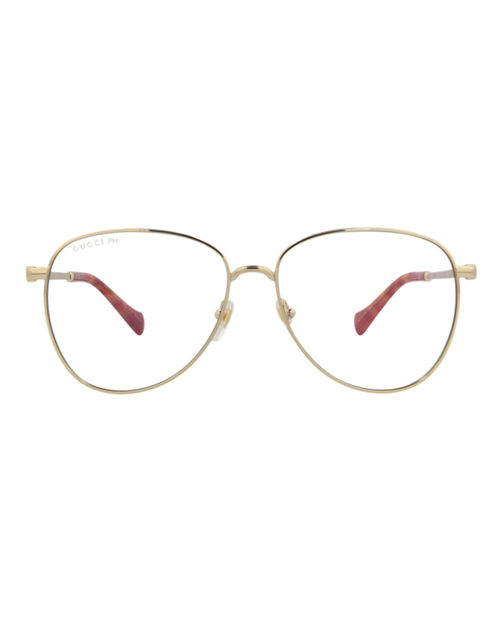 Gucci Womens Aviator Gold Gold Transparent Fashion Designer Eyewear