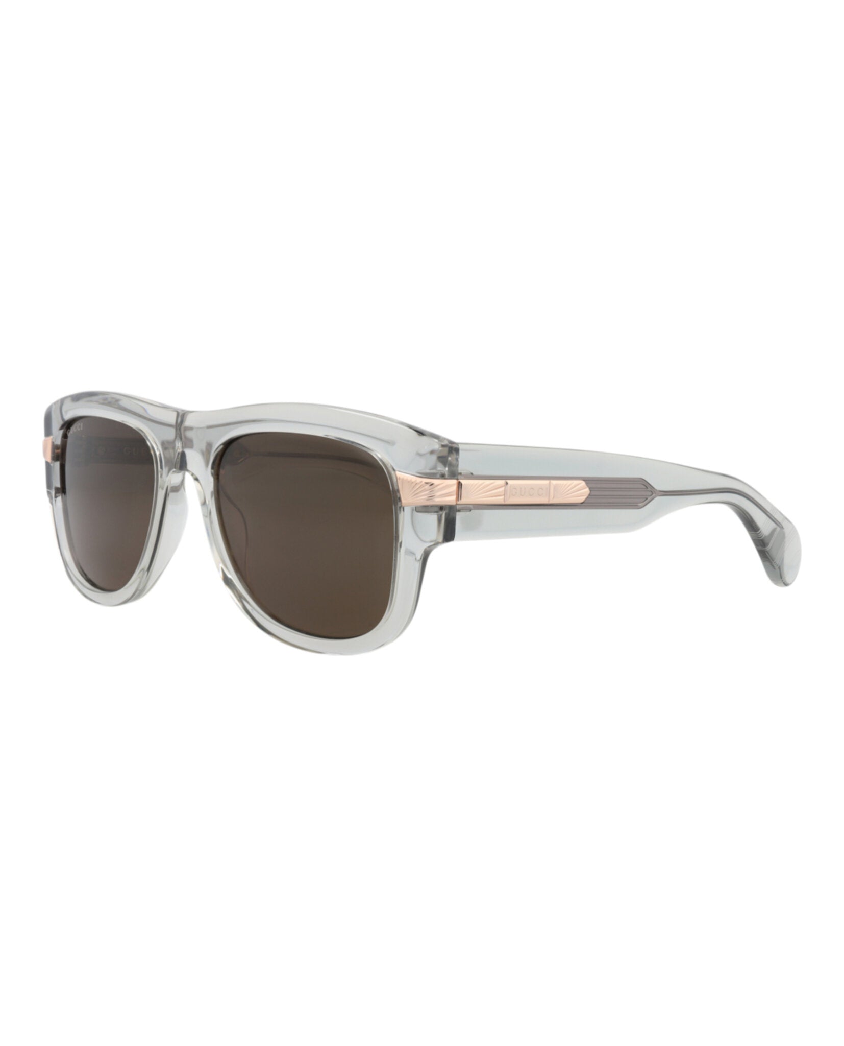 Gucci Mens Square/Rectangle Grey Grey Brown Fashion Designer Eyewear