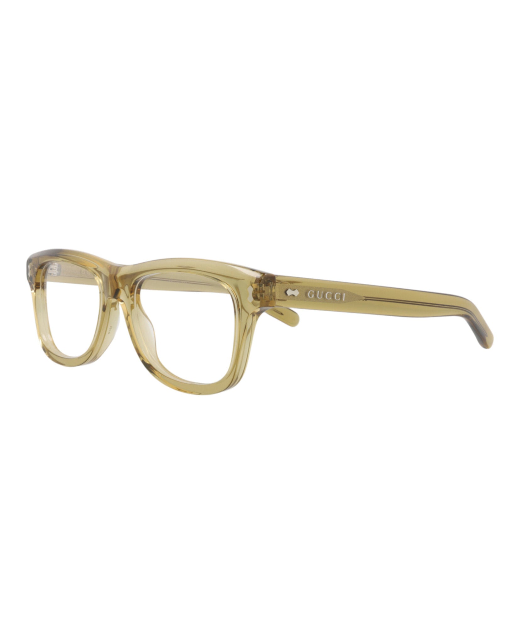 Gucci Mens Square/Rectangle Yellow Yellow Transparent Fashion Designer Eyewear