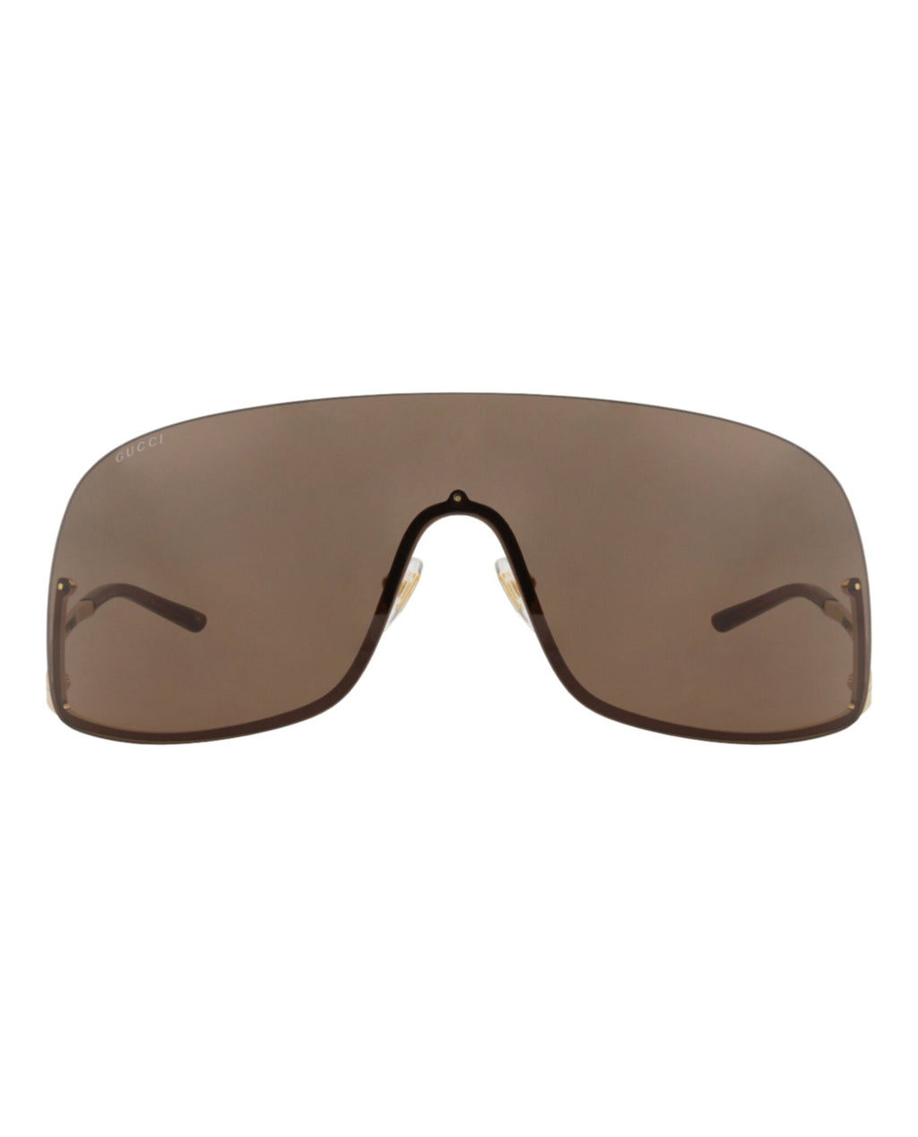 Gucci Unisex Shield/Wrap Gold Gold Brown Fashion Designer Eyewear