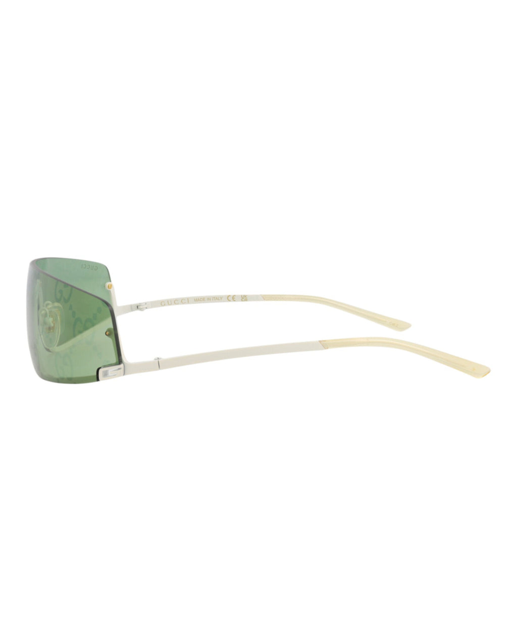 Gucci Unisex Shield/Wrap Ivory Ivory Green Fashion Designer Eyewear