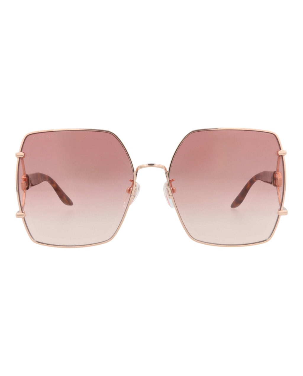 Gucci Womens Square/Rectangle Gold Havana Red Fashion Designer Eyewear