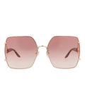 Gucci Womens Square/Rectangle Gold Havana Red Fashion Designer Eyewear
