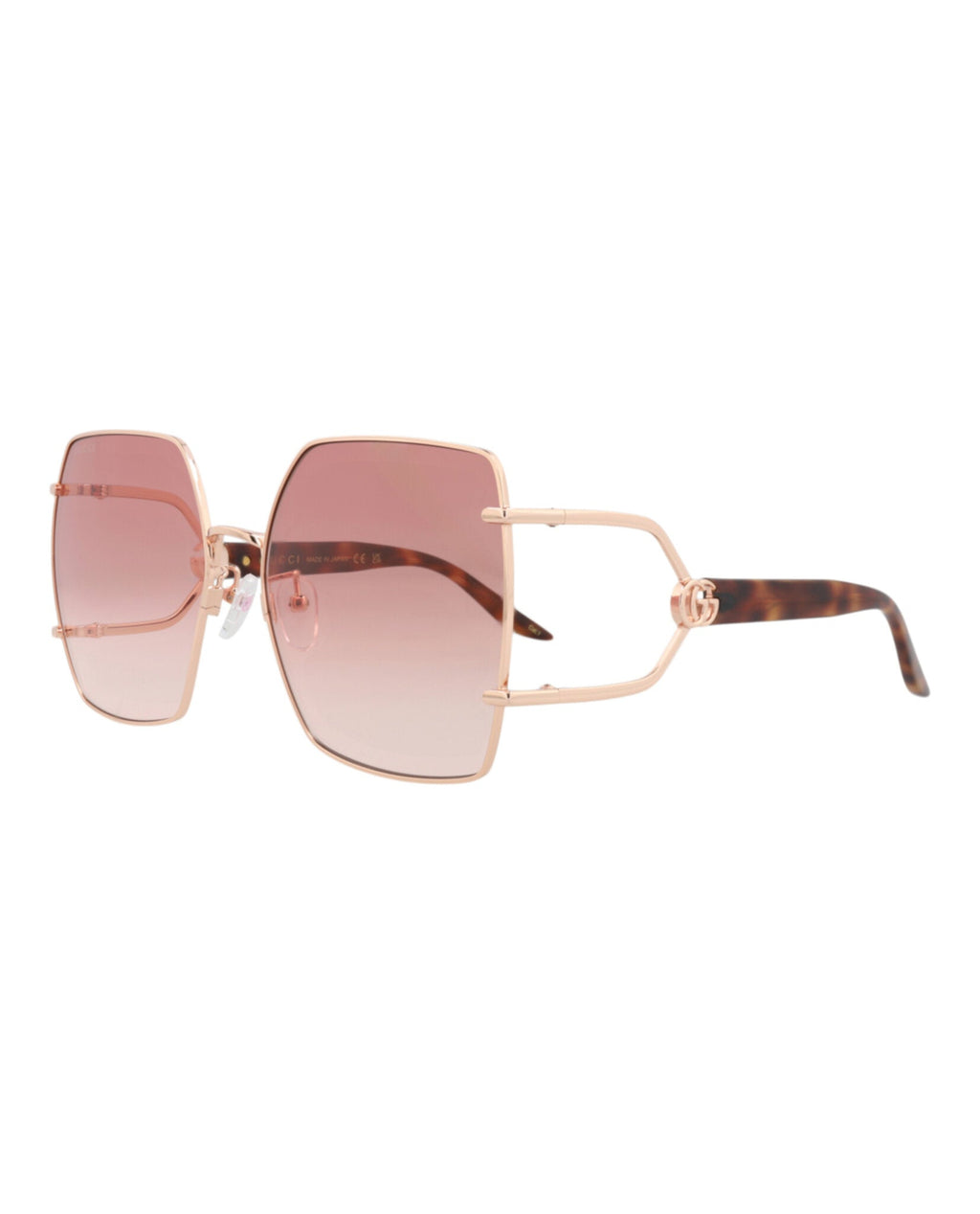 Gucci Womens Square/Rectangle Gold Havana Red Fashion Designer Eyewear