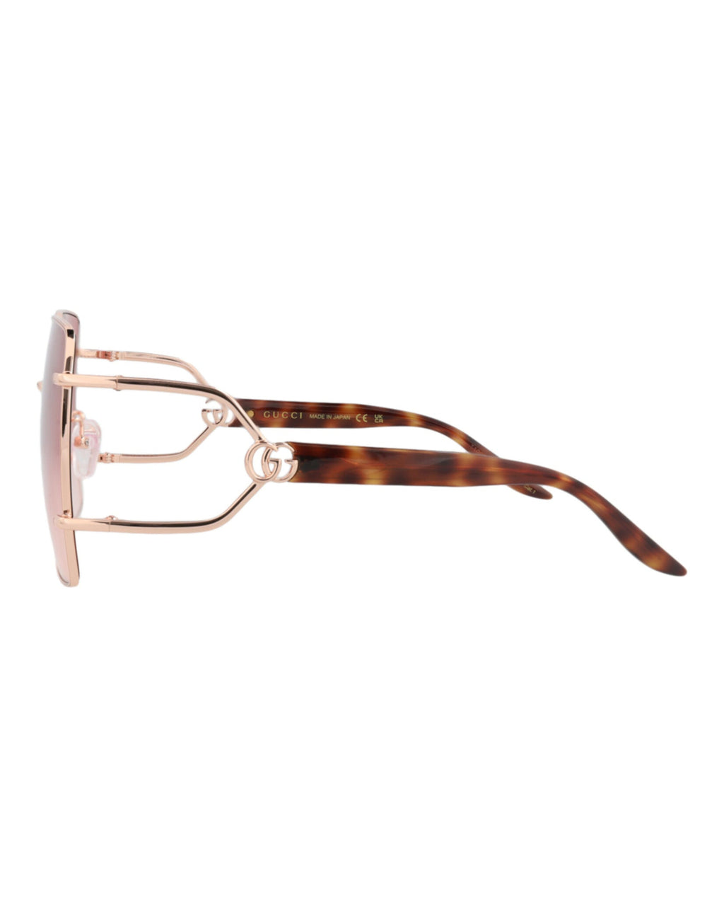 Gucci Womens Square/Rectangle Gold Havana Red Fashion Designer Eyewear