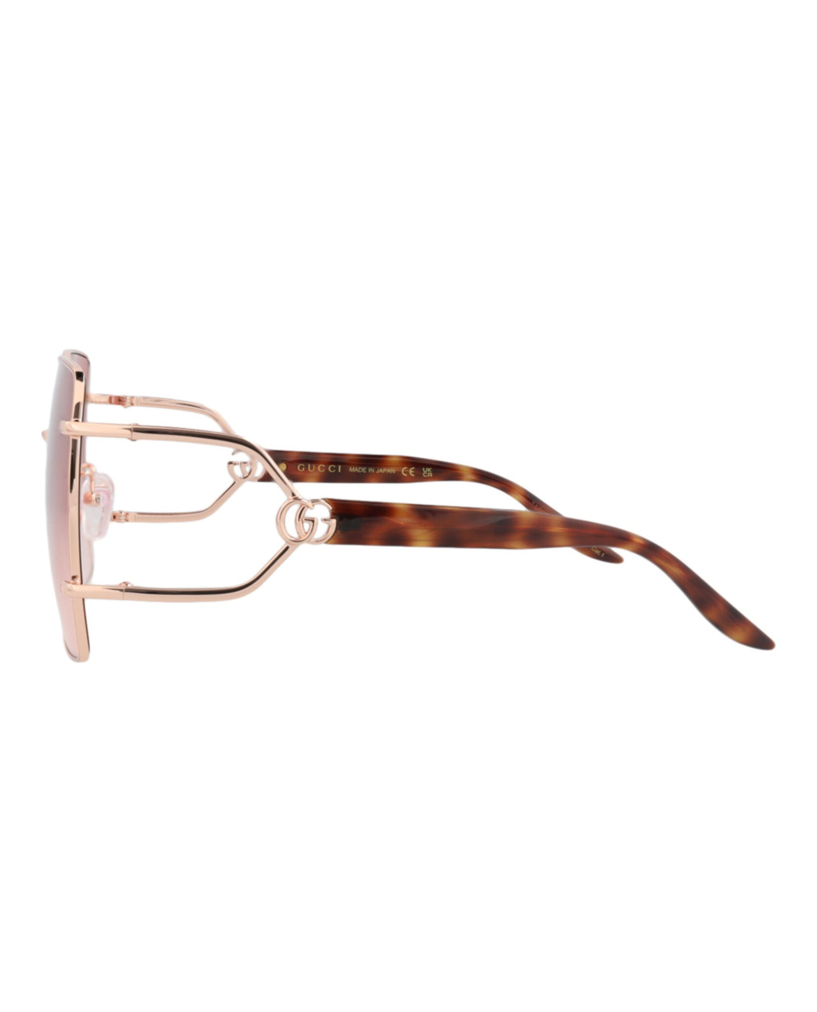 Gucci Womens Square/Rectangle Gold Havana Red Fashion Designer Eyewear