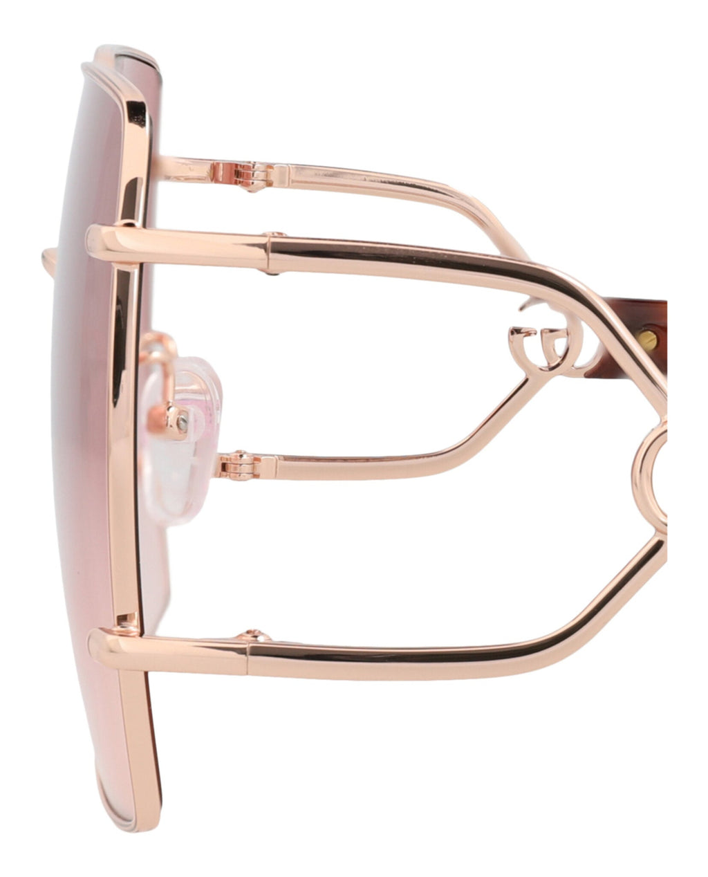 Gucci Womens Square/Rectangle Gold Havana Red Fashion Designer Eyewear