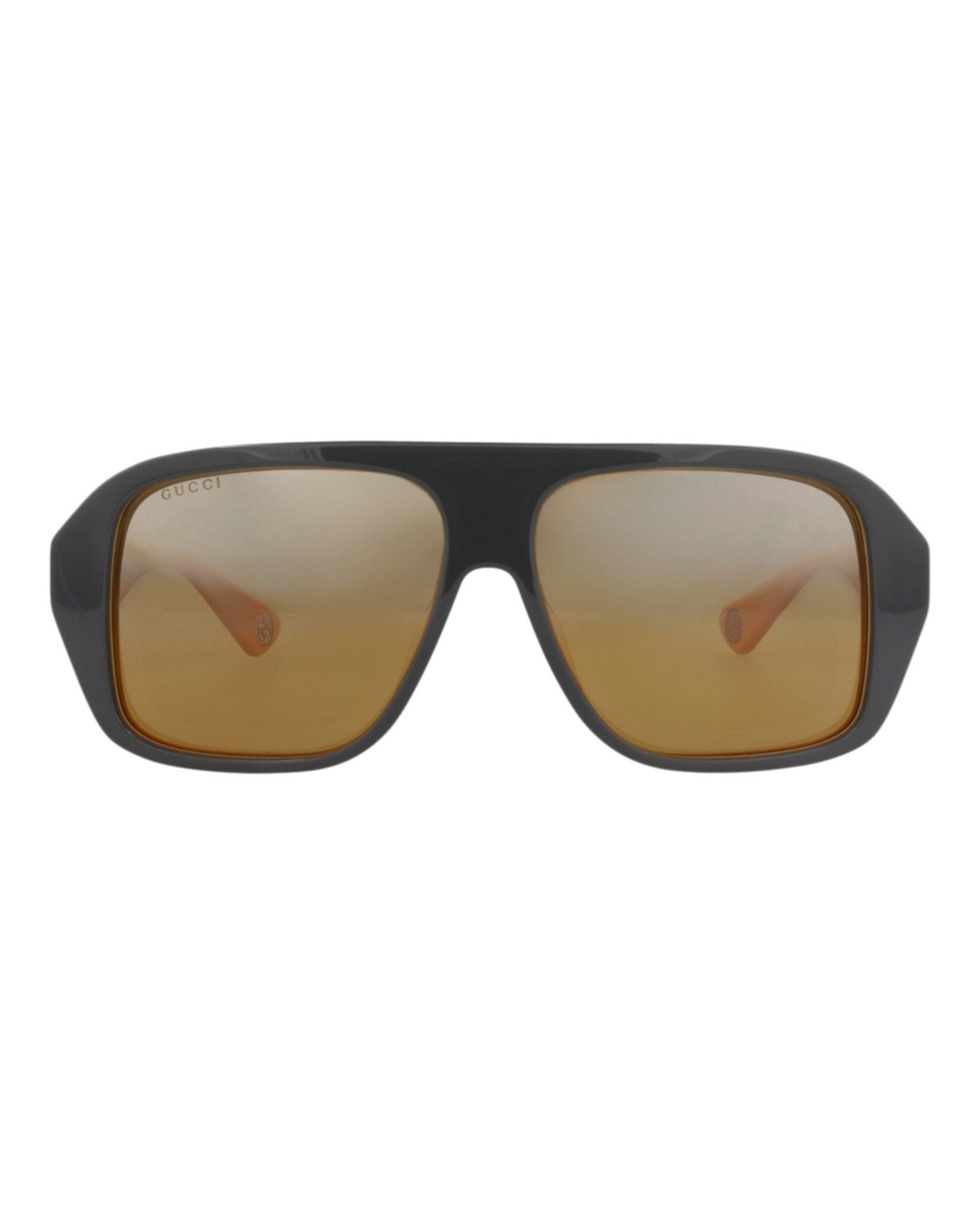 Gucci Mens Aviator Grey Yellow Silver Fashion Designer Eyewear