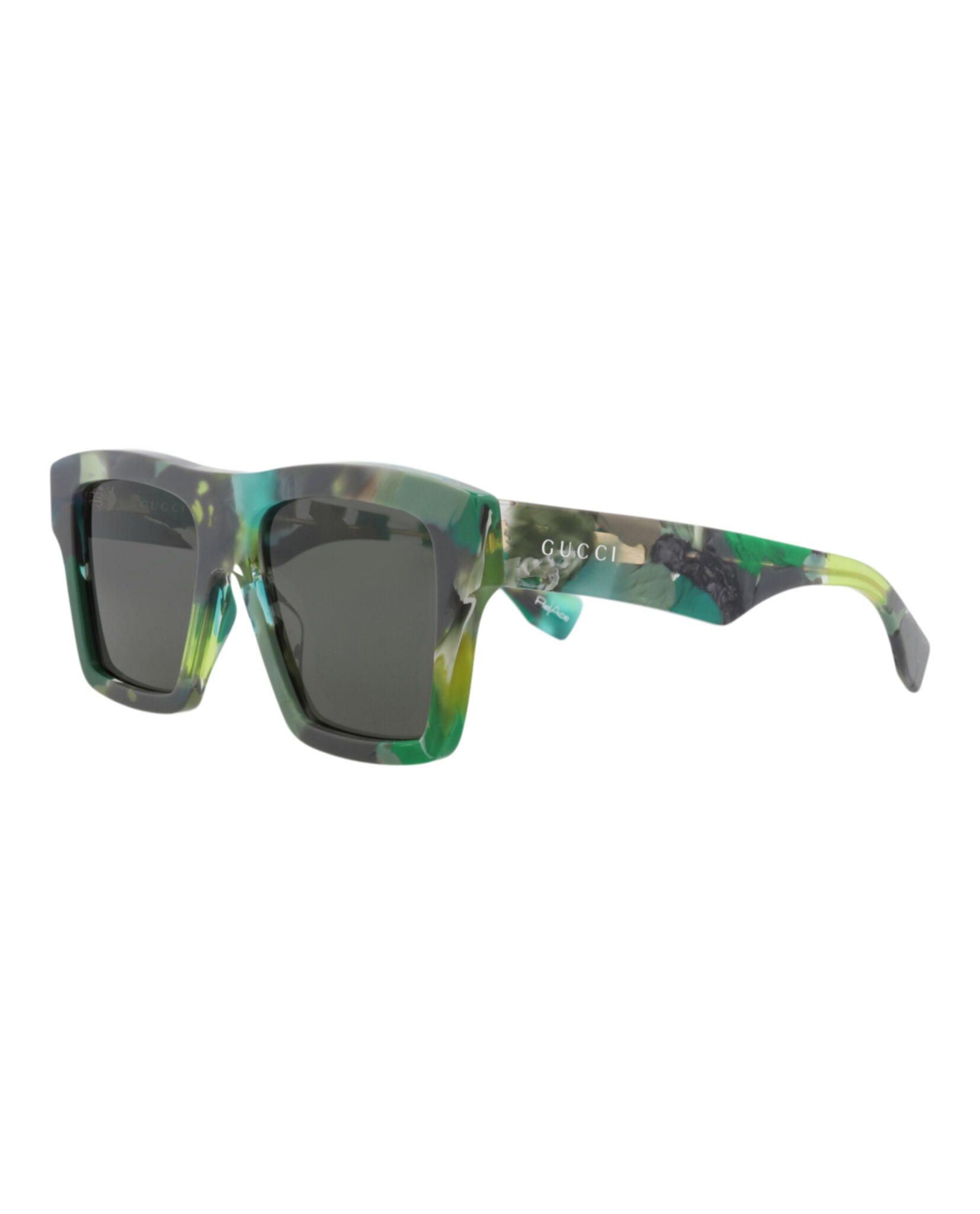 Gucci Mens Square/Rectangle Green Green Grey Fashion Designer Eyewear