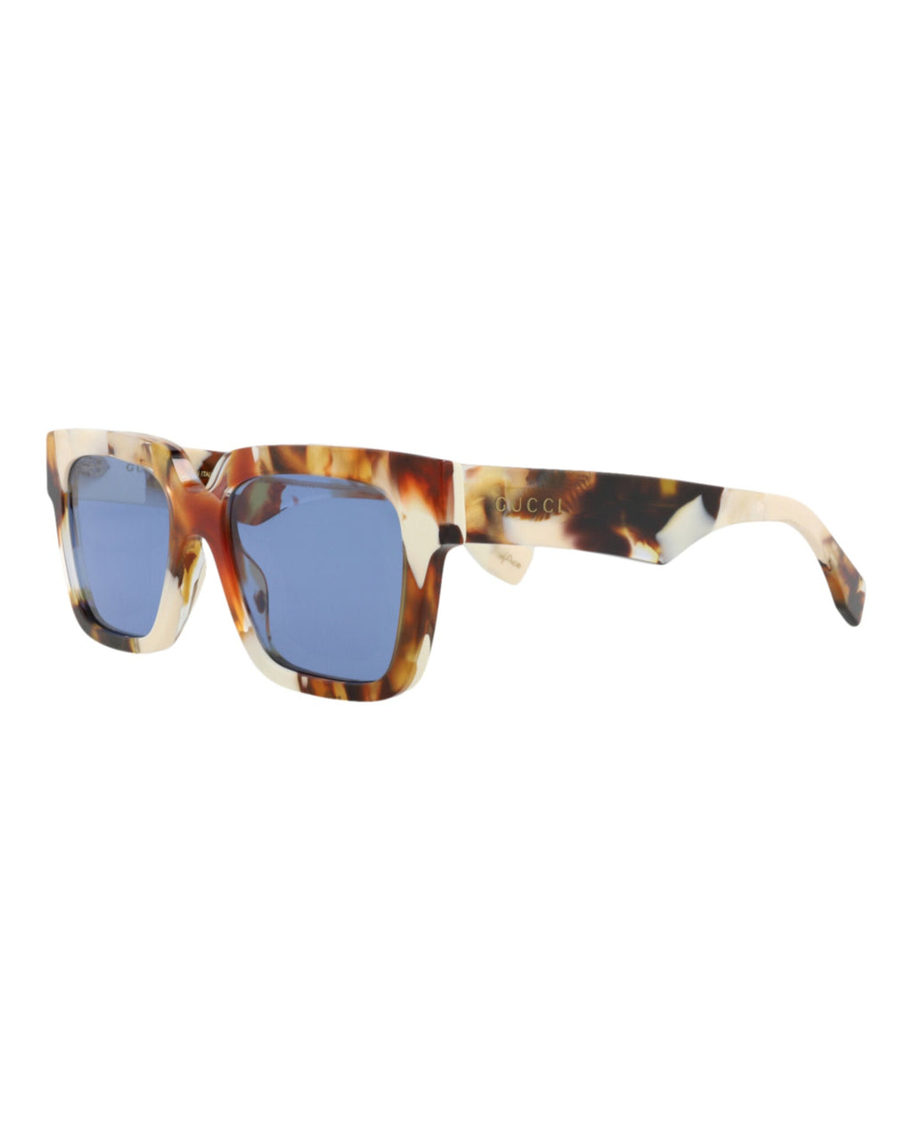 Gucci Mens Square/Rectangle Havana Havana Blue Fashion Designer Eyewear