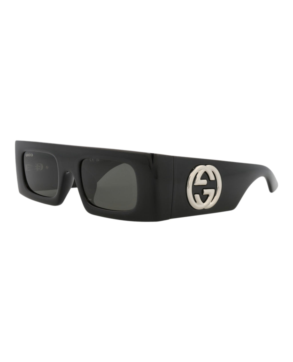 Gucci Womens Shield/Wrap Black Black Grey Fashion Designer Eyewear