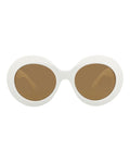 Gucci Womens Round/Oval White White Brown Fashion Designer Eyewear