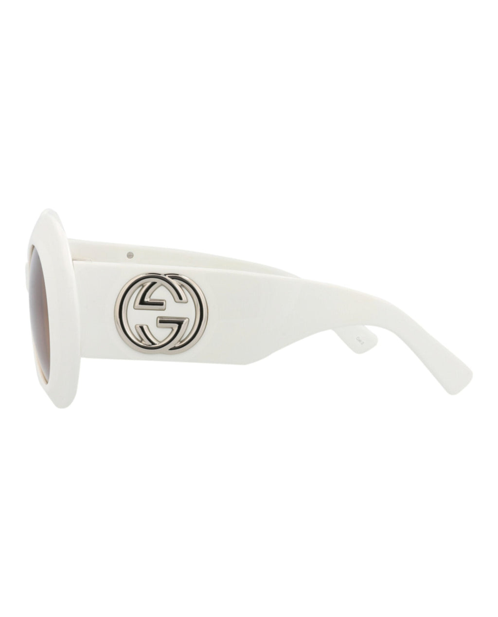 Gucci Womens Round/Oval White White Brown Fashion Designer Eyewear