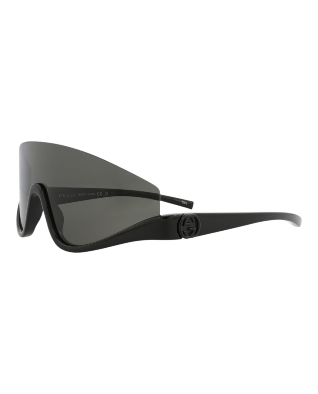 Gucci Womens Shield/Wrap Black Black Grey Fashion Designer Eyewear