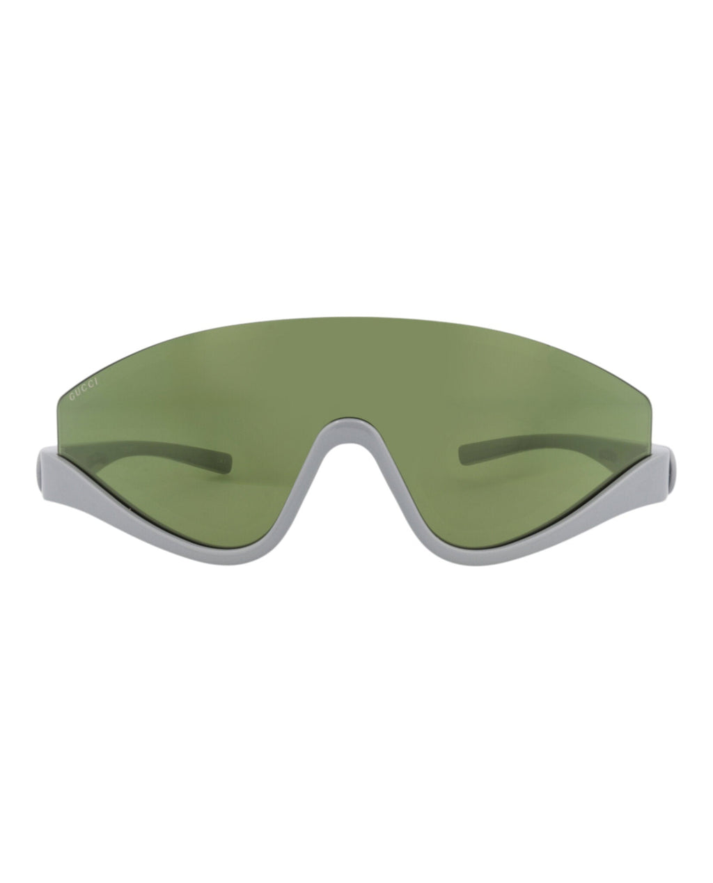 Gucci Womens Shield/Wrap Silver Silver Green Fashion Designer Eyewear