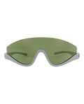 Gucci Womens Shield/Wrap Silver Silver Green Fashion Designer Eyewear
