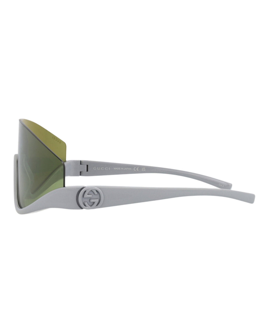 Gucci Womens Shield/Wrap Silver Silver Green Fashion Designer Eyewear