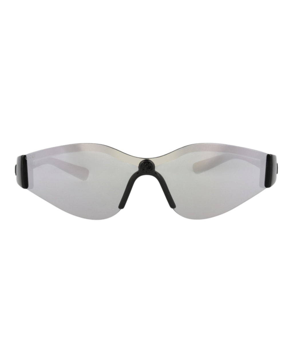 Gucci Womens Shield/Wrap Black Black Silver Fashion Designer Eyewear