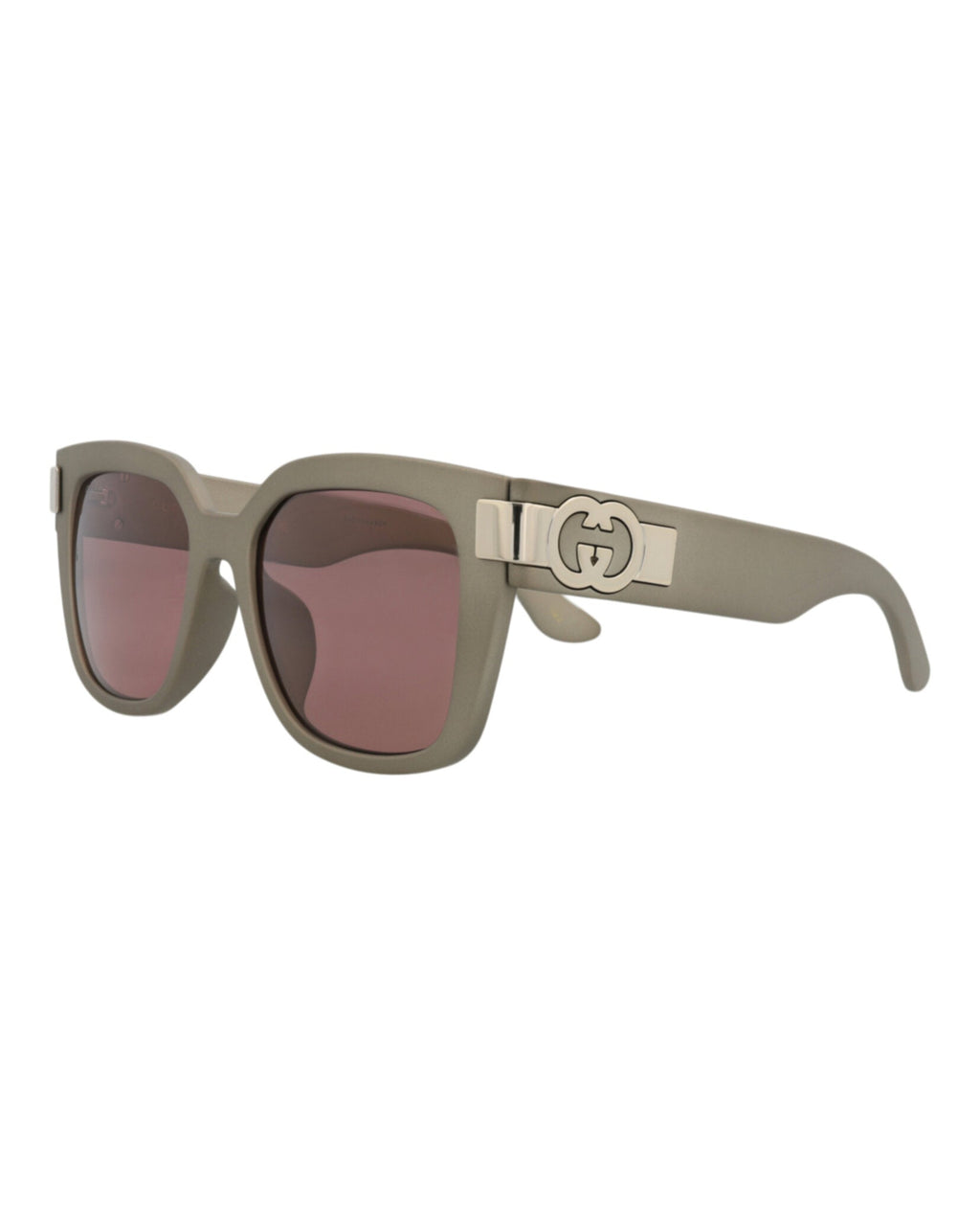 Gucci Womens Square/Rectangle Grey Grey Brown Fashion Designer Eyewear