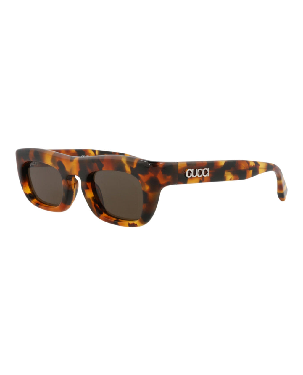 Gucci Mens Square/Rectangle Havana Havana Brown Fashion Designer Eyewear