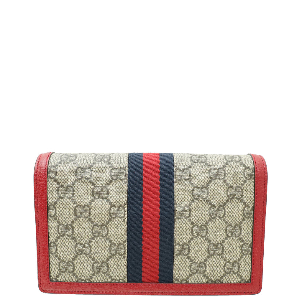 Gucci Bicolor GG Supreme Web Queen Margaret Chain Wallet