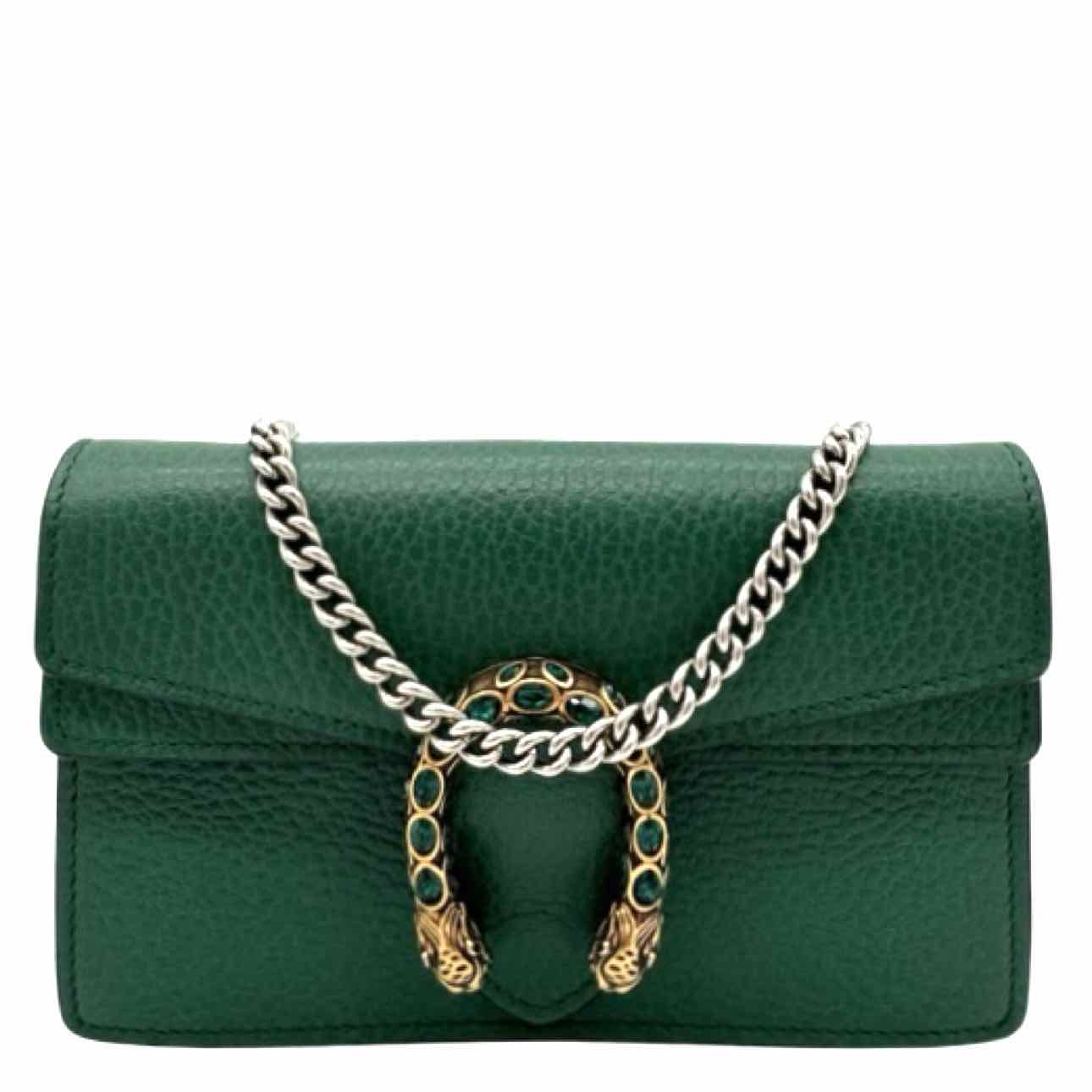 GUCCI Calfskin Mini Dionysus Chain Crossbody Green Crossbody