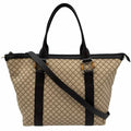 GUCCI Canvas Diamante Bamboo Tote Brown