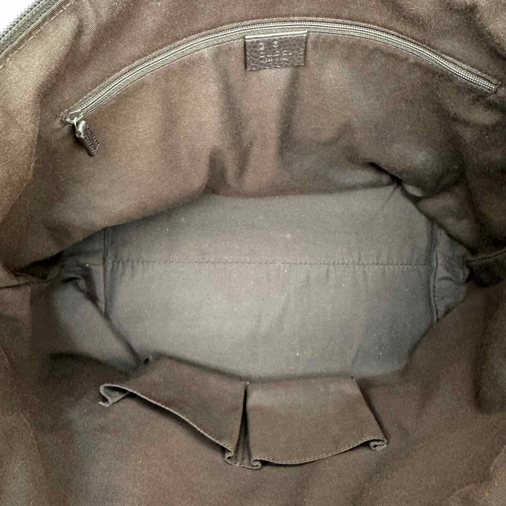 GUCCI Canvas Diamante Bamboo Tote Brown