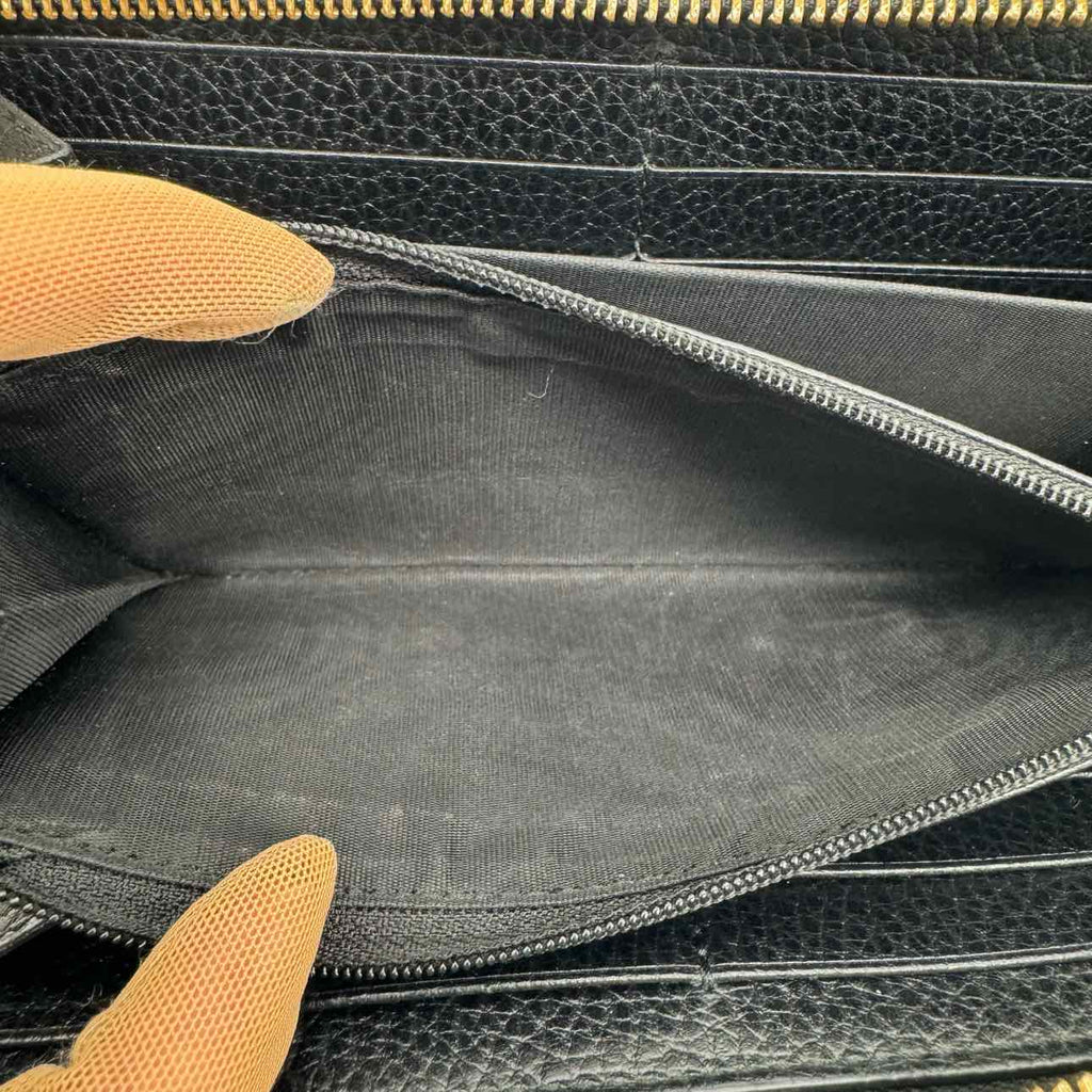 GUCCI Limited Edition Calf Leather GG Marmont Bosco Zip-Around Wallet Black
