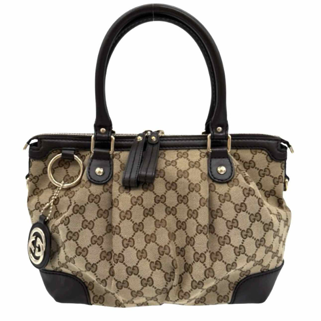 GUCCI Monogram Medium Sukey Tote Brown