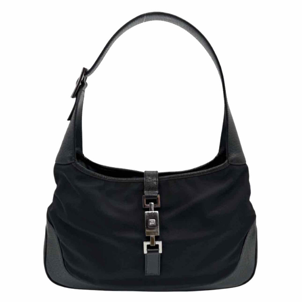 GUCCI Nylon/Calfskin Jackie Shoulder Bag Black