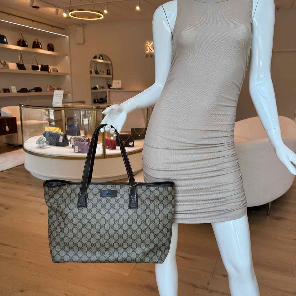 GUCCI Supreme Canvas Joy Tote Shopping Bag Brown