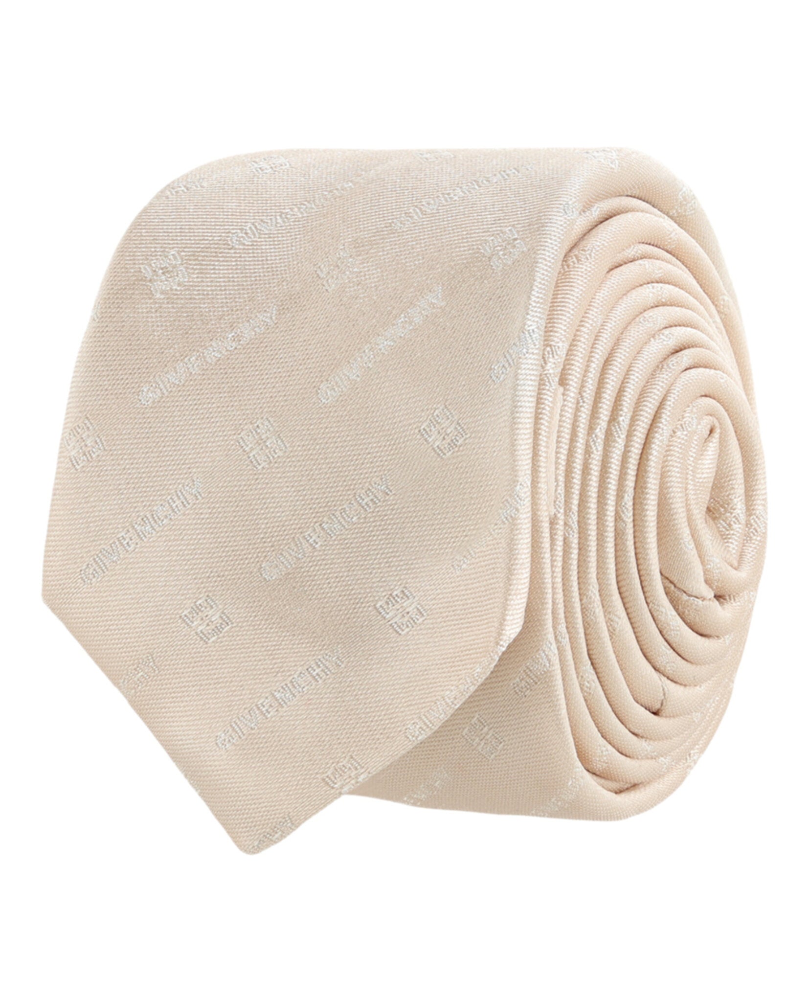 Givenchy Mens Diagonal Logo Silk Tie Beige