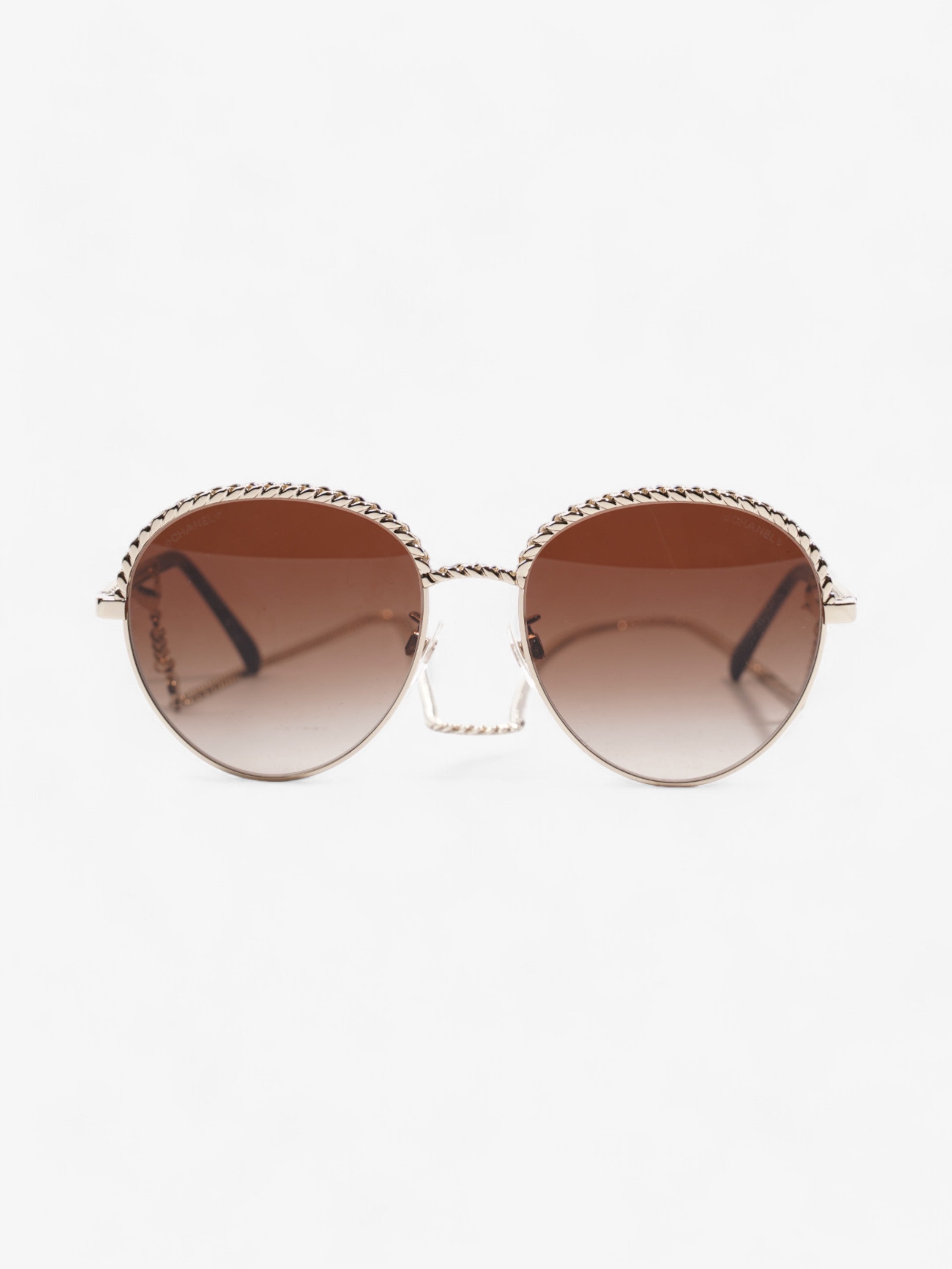Chanel Round Chain Sunglasses Gold Base Metal 135mm