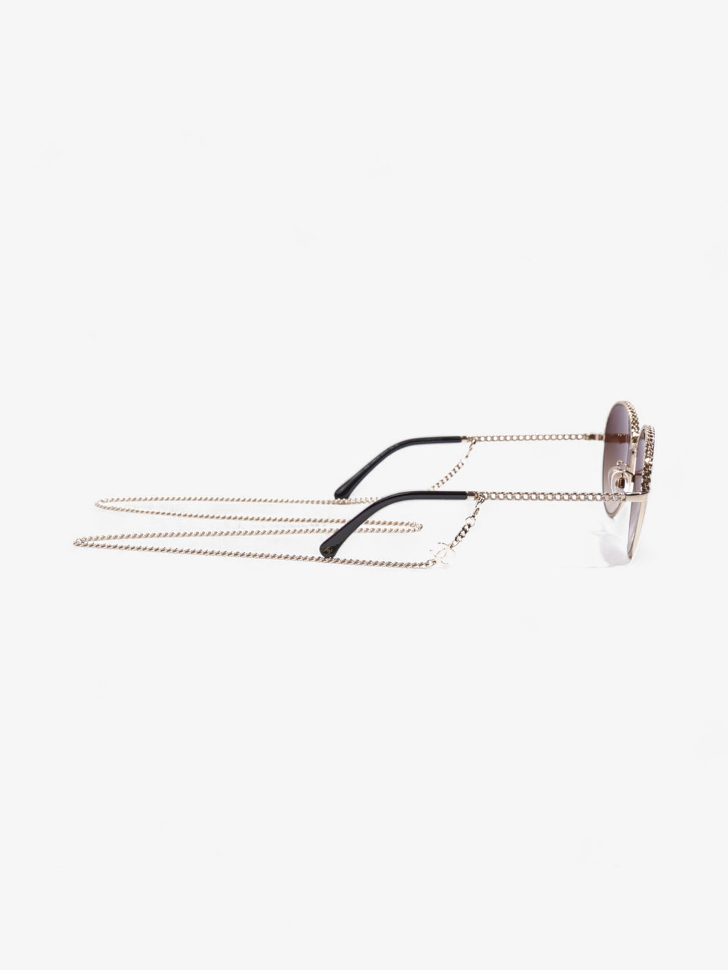Chanel Round Chain Sunglasses Gold Base Metal 135mm