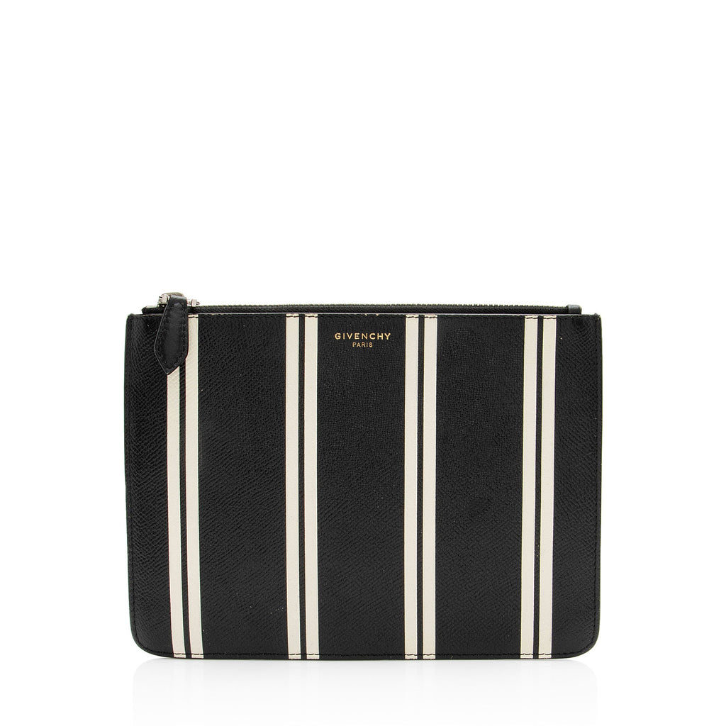 Givenchy Calfskin Striped Zip Pouch
