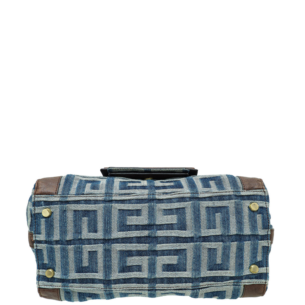 Givenchy Bicolor Denim Logo Hobo Bag