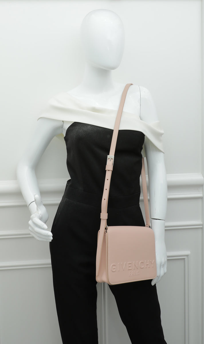 Givenchy Baby Pink Logo Embossed Flap Crossbody Bag