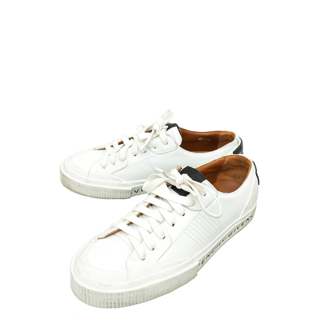 Givenchy White Lace Up Logo Print Sneakers 37