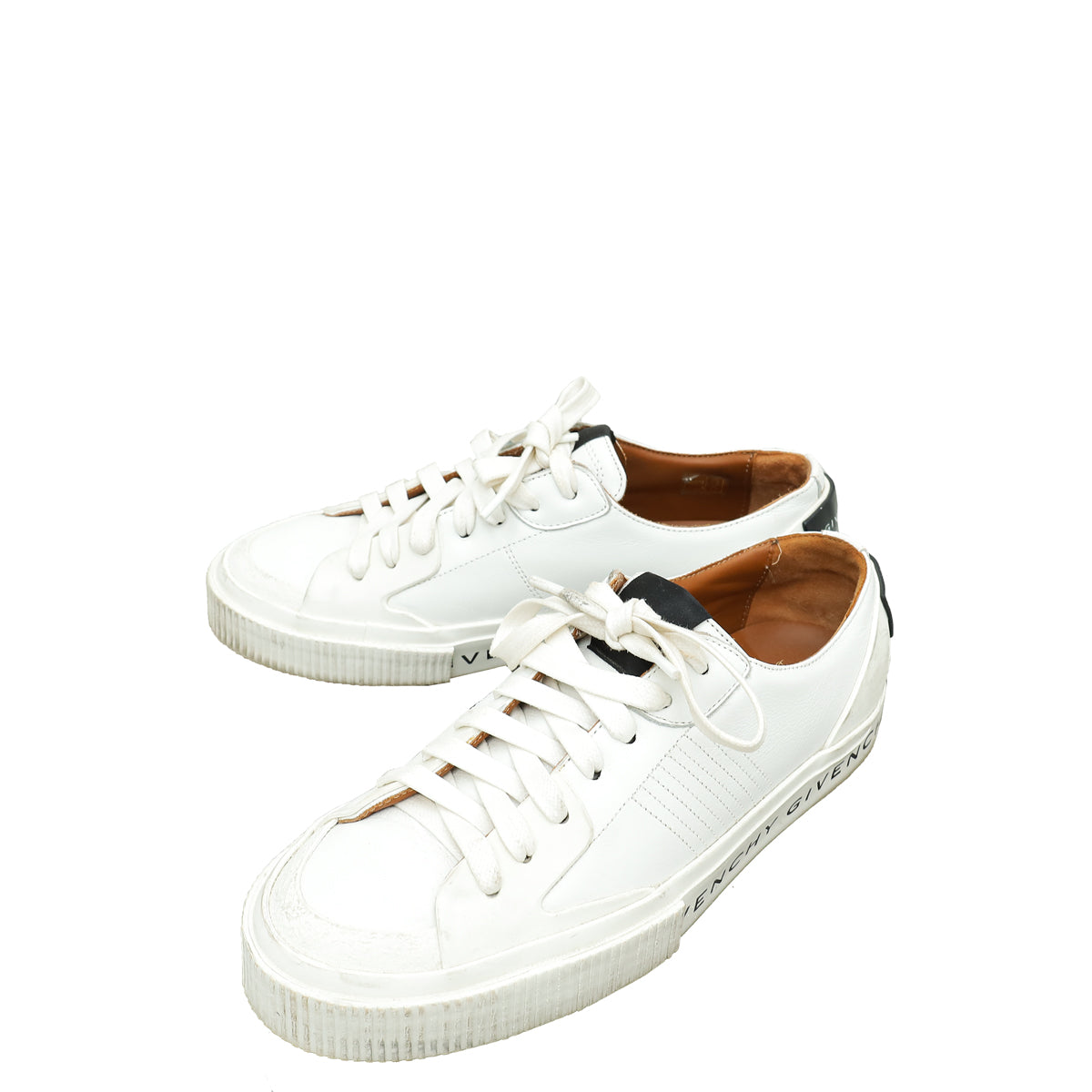Givenchy White Lace Up Logo Print Sneakers 37