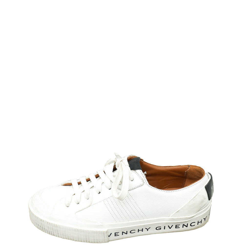 Givenchy White Lace Up Logo Print Sneakers 37