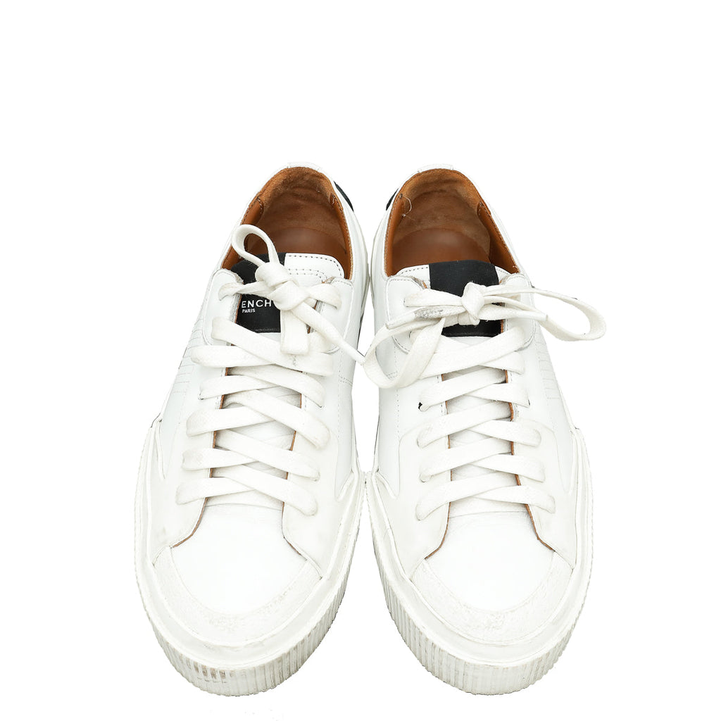 Givenchy White Lace Up Logo Print Sneakers 37