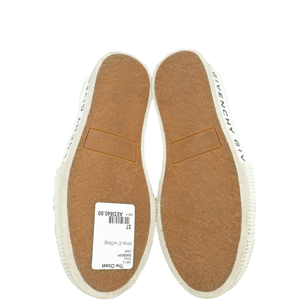 Givenchy White Lace Up Logo Print Sneakers 37